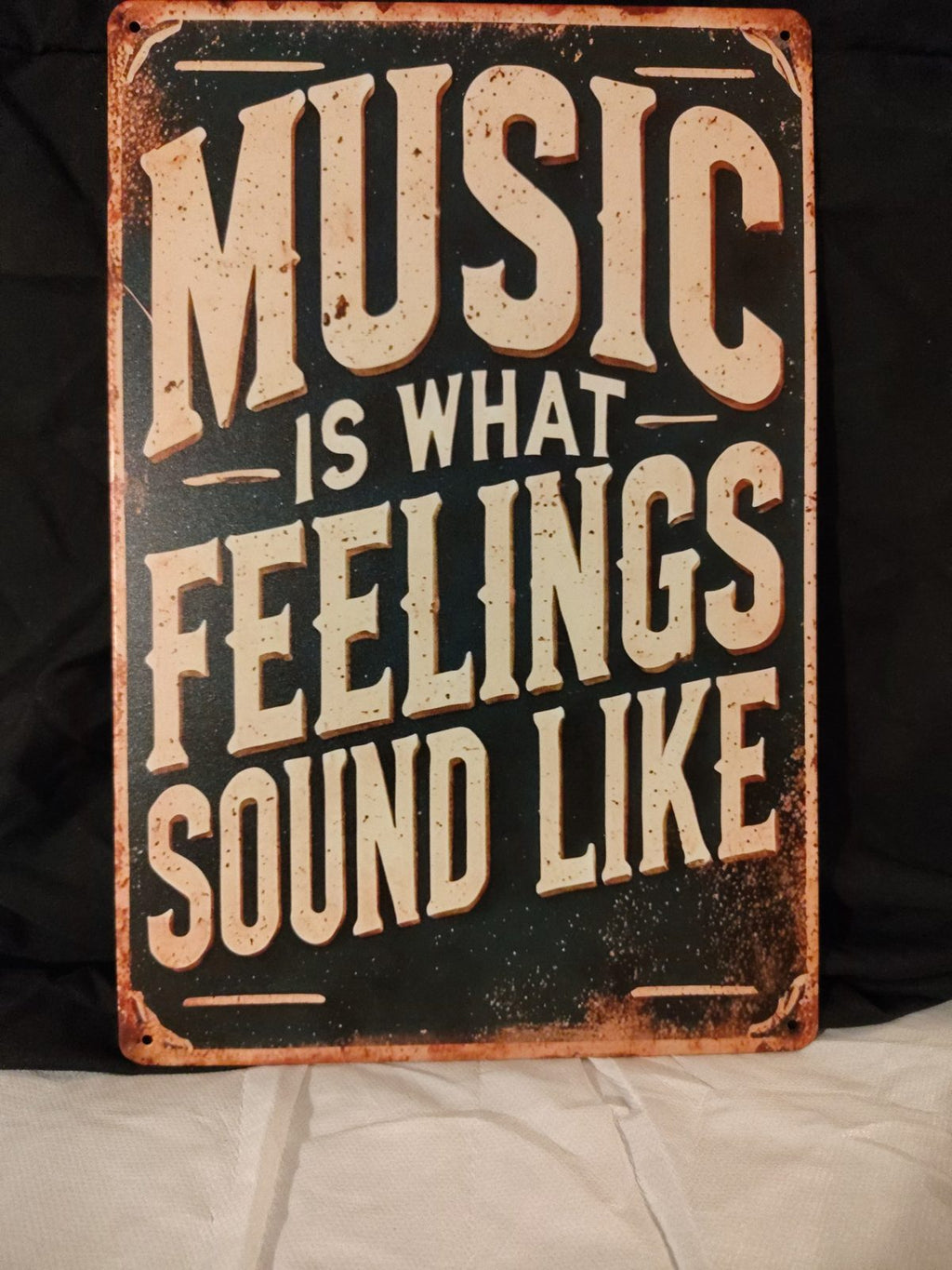 Music Is What Feelings Sound Like metal sign