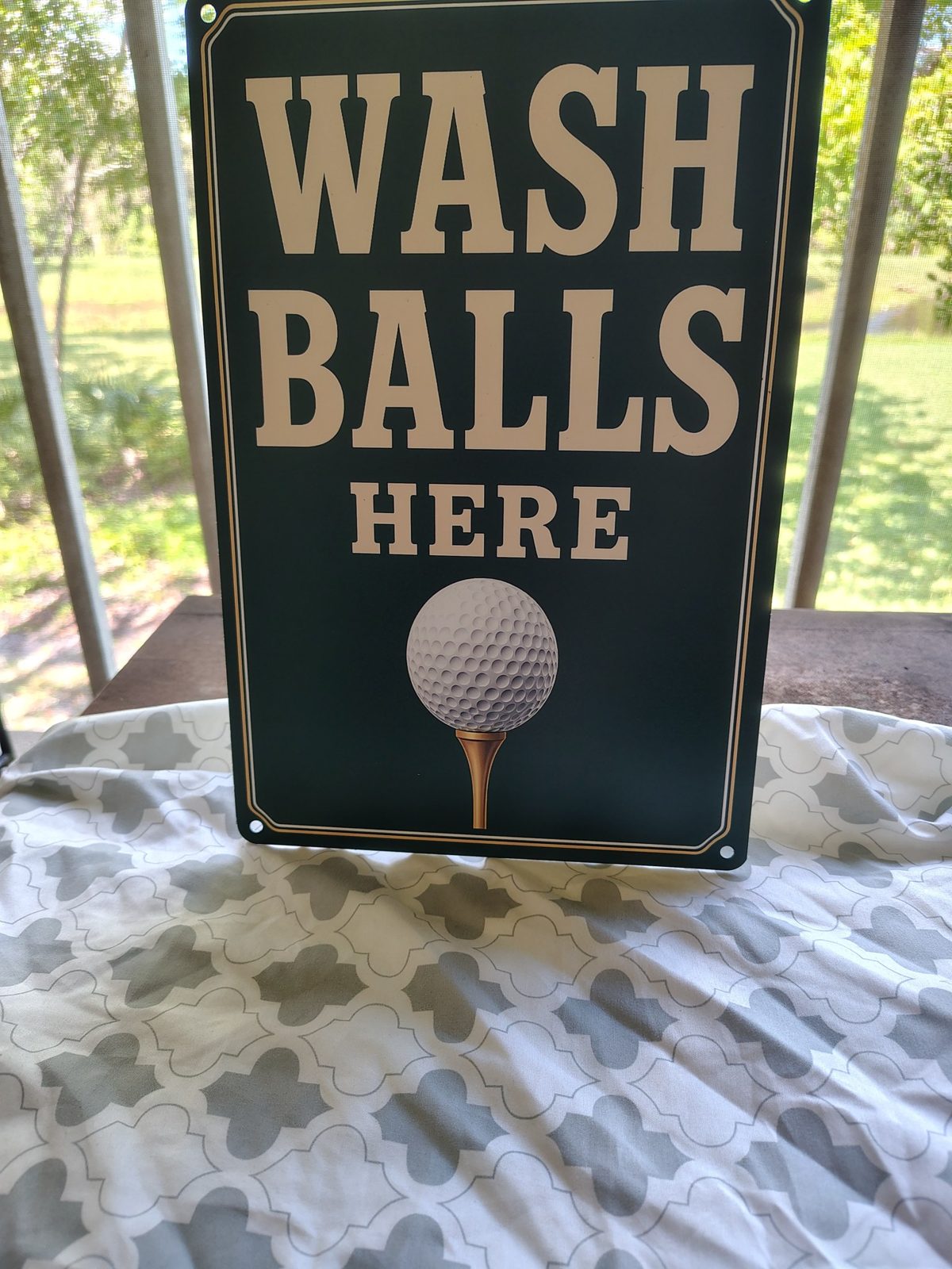 Wash Balls Here metal sign