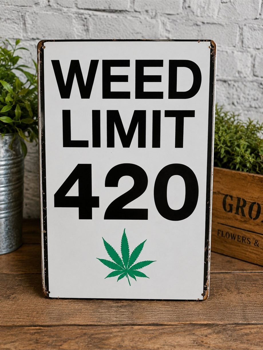 Weed Limit 420 metal sign