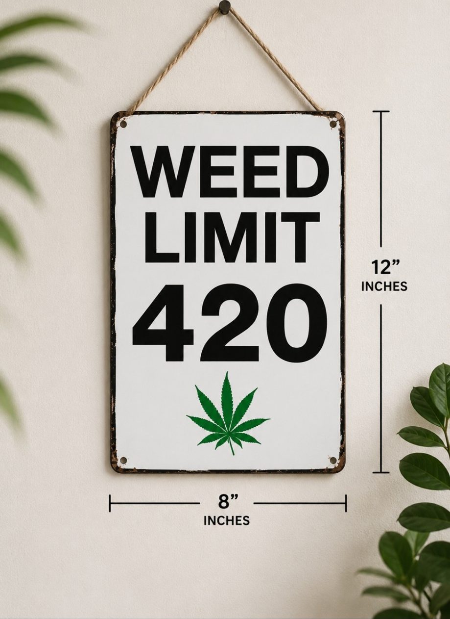 Weed Limit 420 metal sign